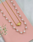 Chrome Pearl 18k Gold Plated Silver 925 Necklace