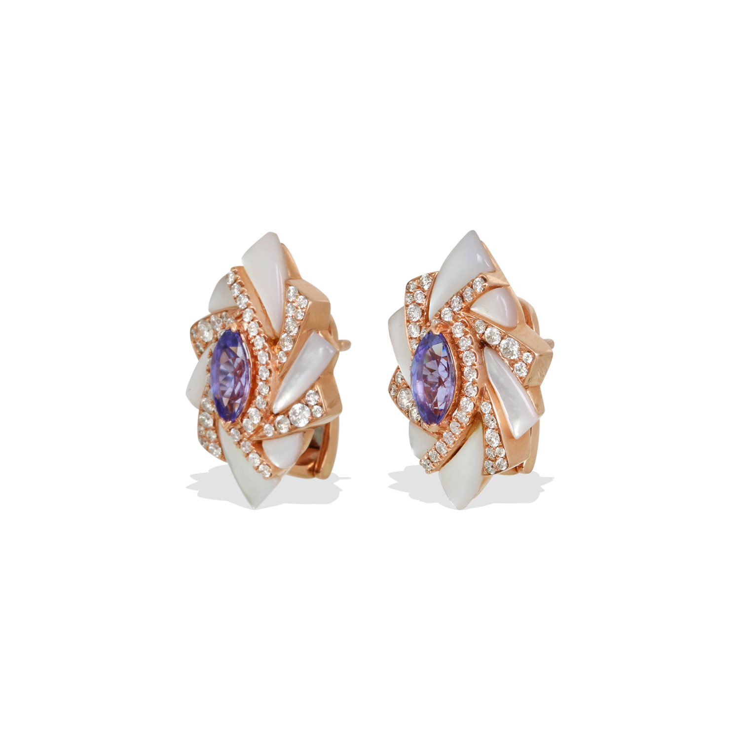 Yua Tanzanite and Mother of Pearl Earrings