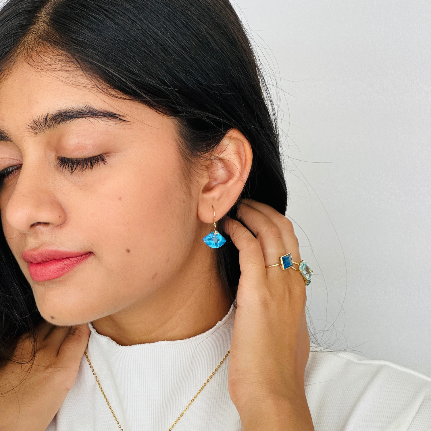 Blue Topaz 18K Gold Earrings