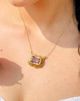 Ellis Amethyst 18K Gold Plated Silver 925 Love Necklace