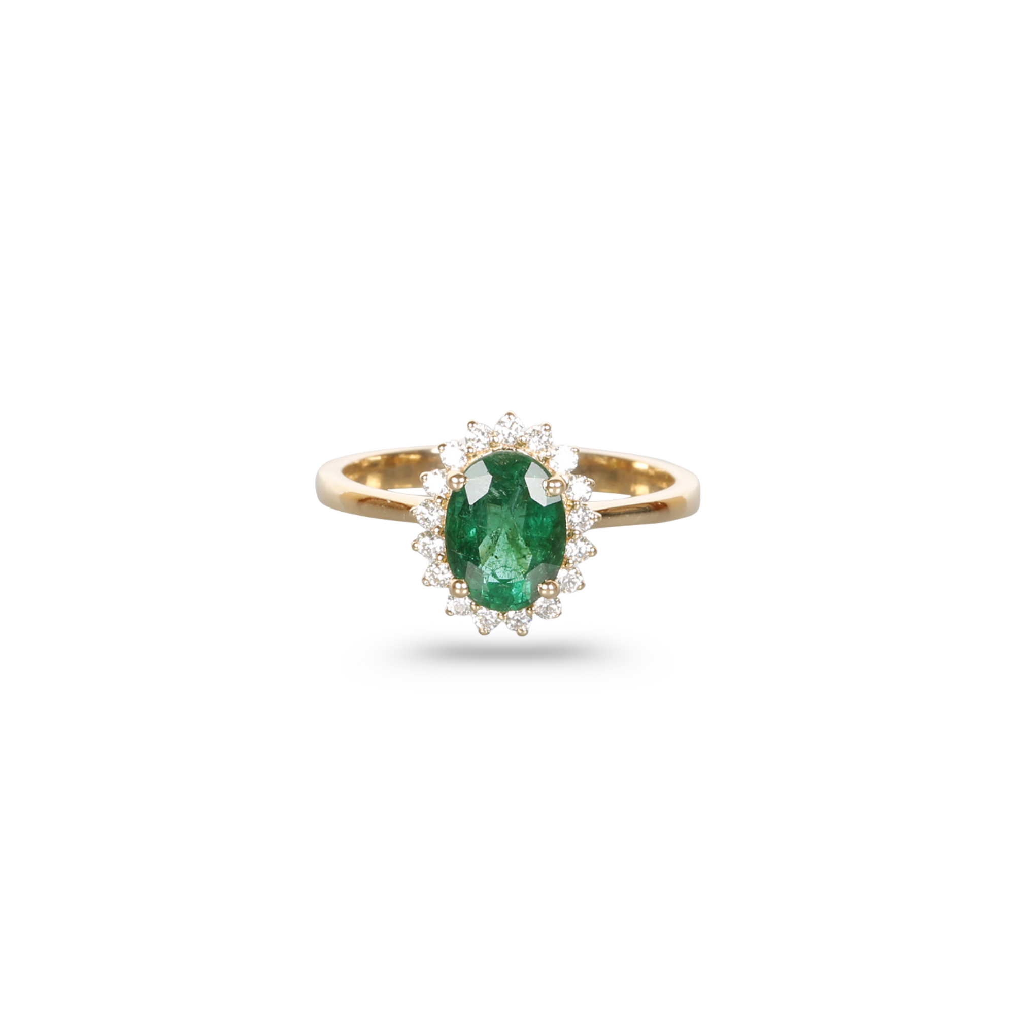 Emerald Diamond Gold Cluster Ring