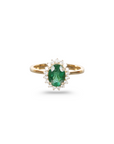 Emerald Diamond Gold Cluster Ring