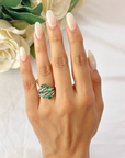 Anillo de diamantes esmeralda