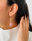 Pink Tourmaline & Diamond 18K Earrings