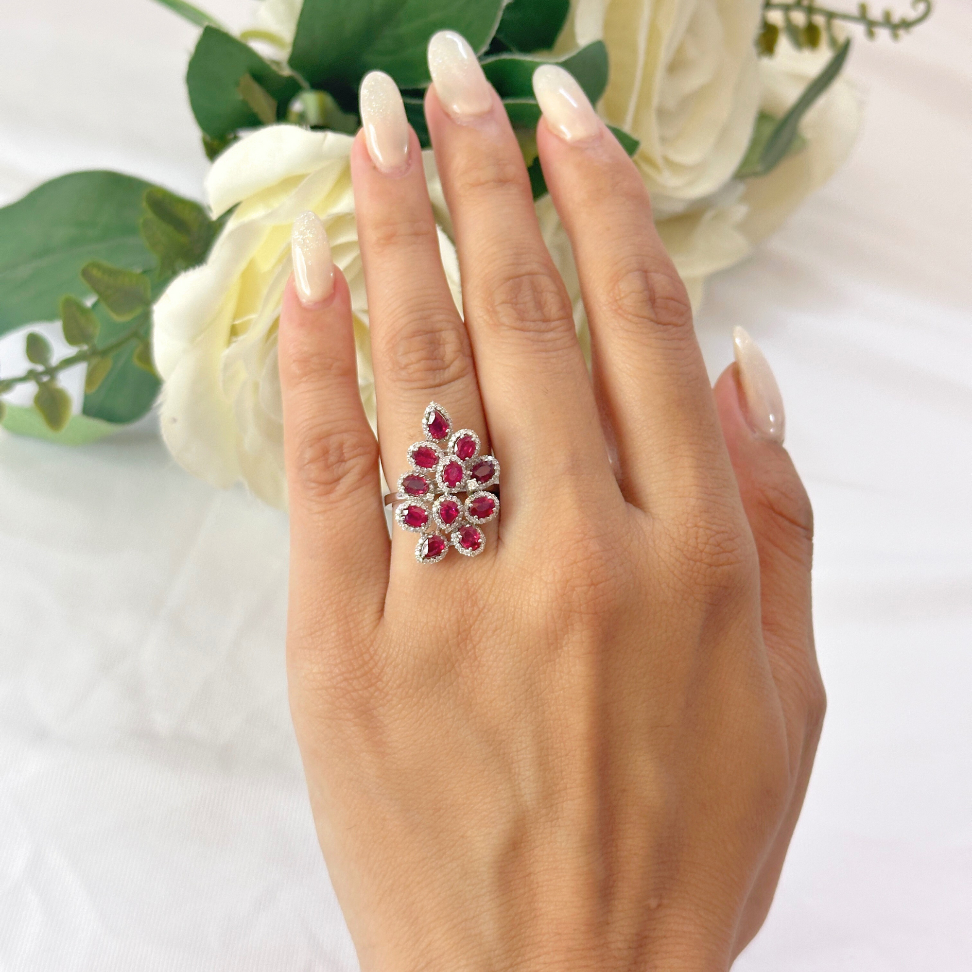 Leaf Shape Ruby & Diamond Ring