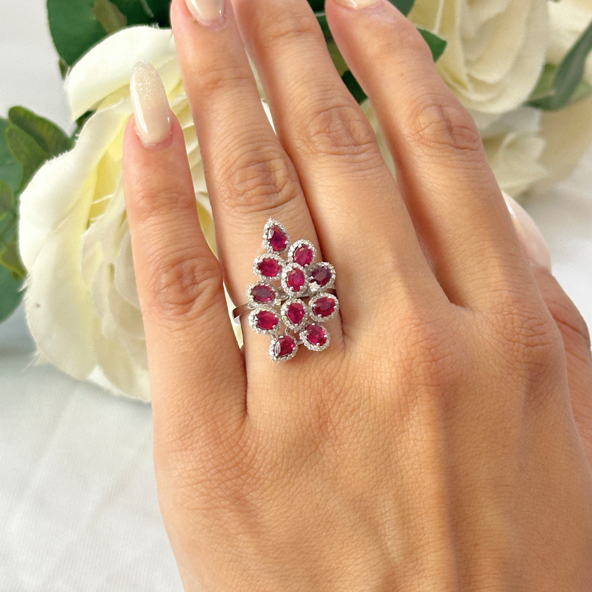 Leaf Shape Ruby & Diamond Ring