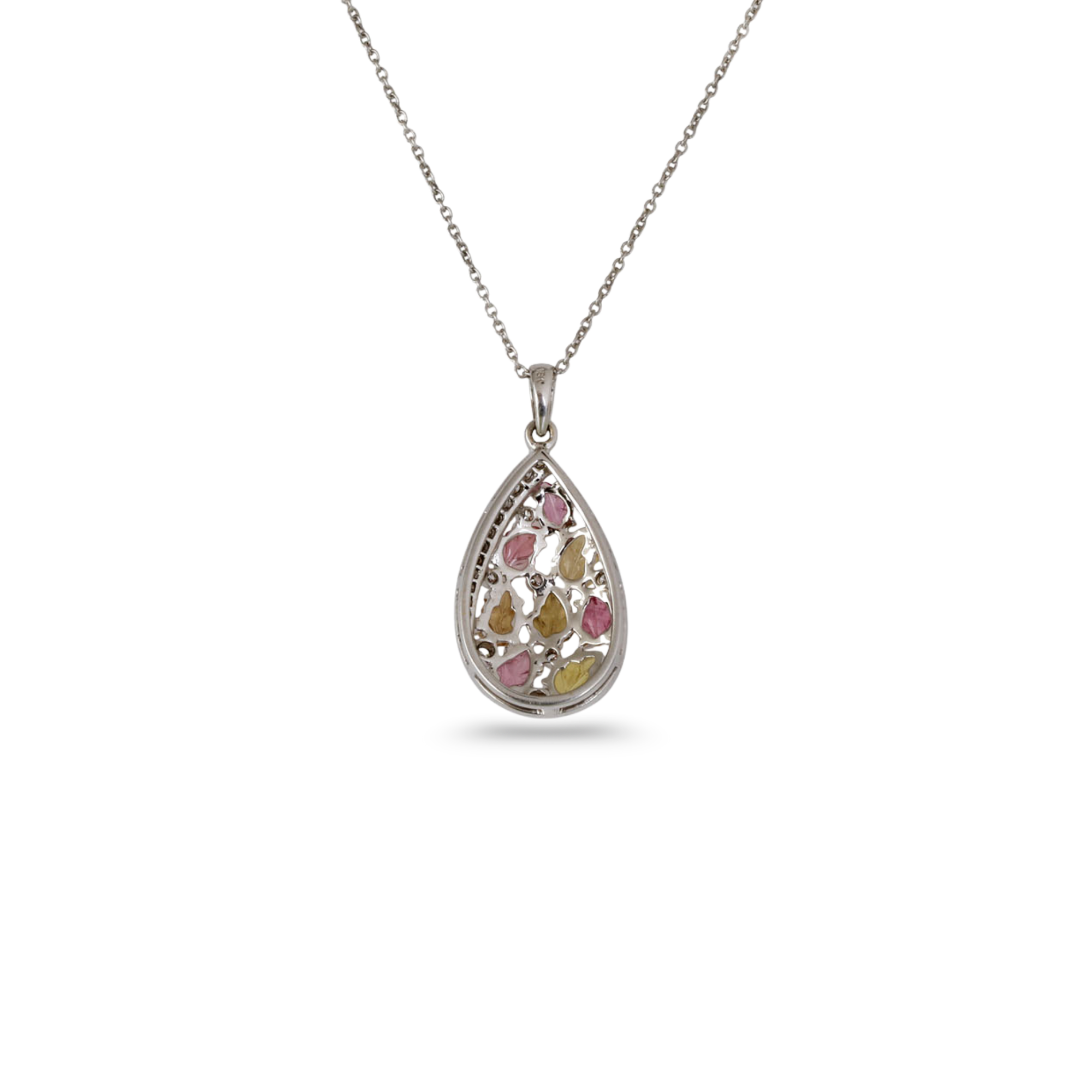 Tourmaline Teardrop 18K White Gold Pendant with Diamonds