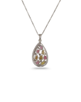Tourmaline Teardrop 18K White Gold Pendant with Diamonds