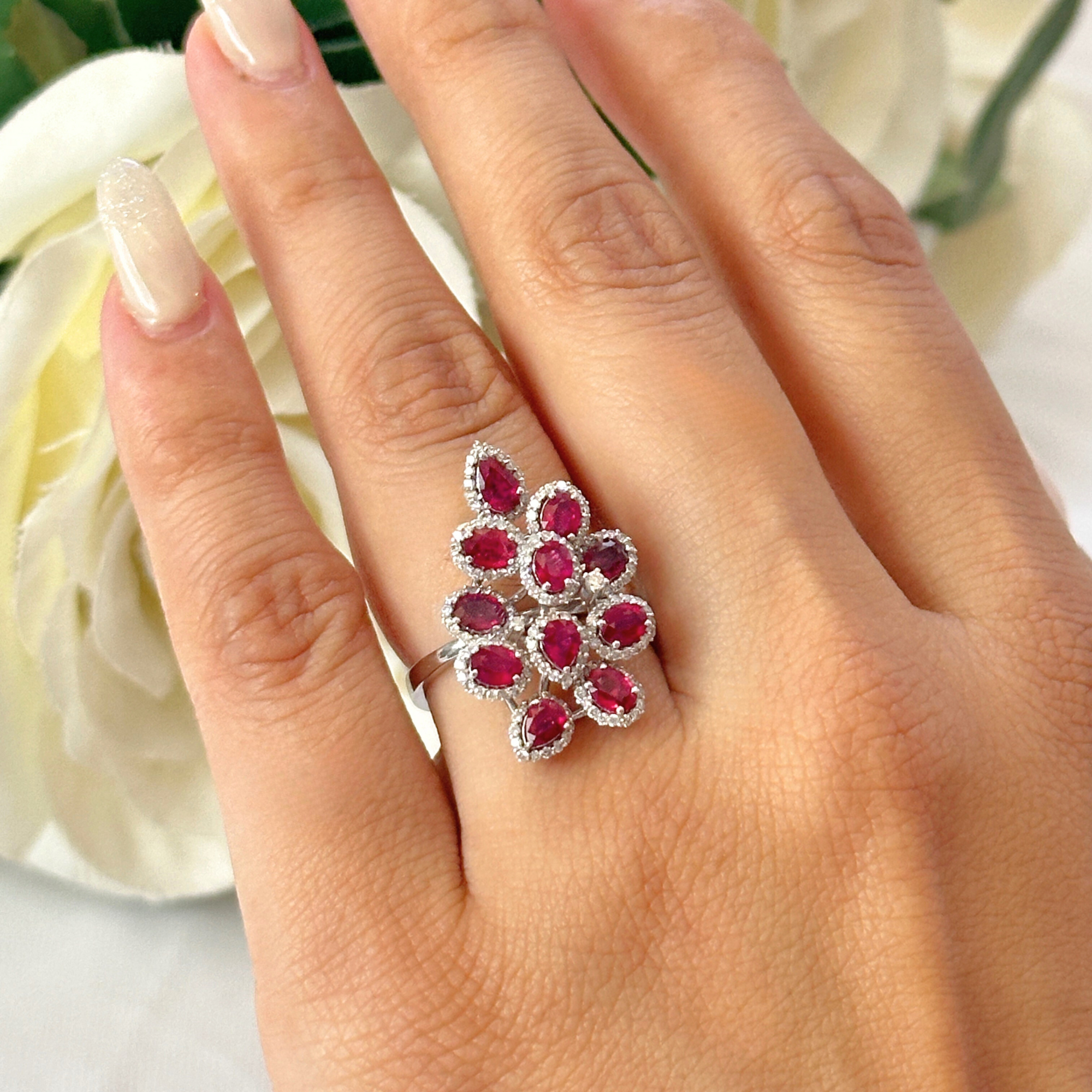 Leaf Shape Ruby & Diamond Ring