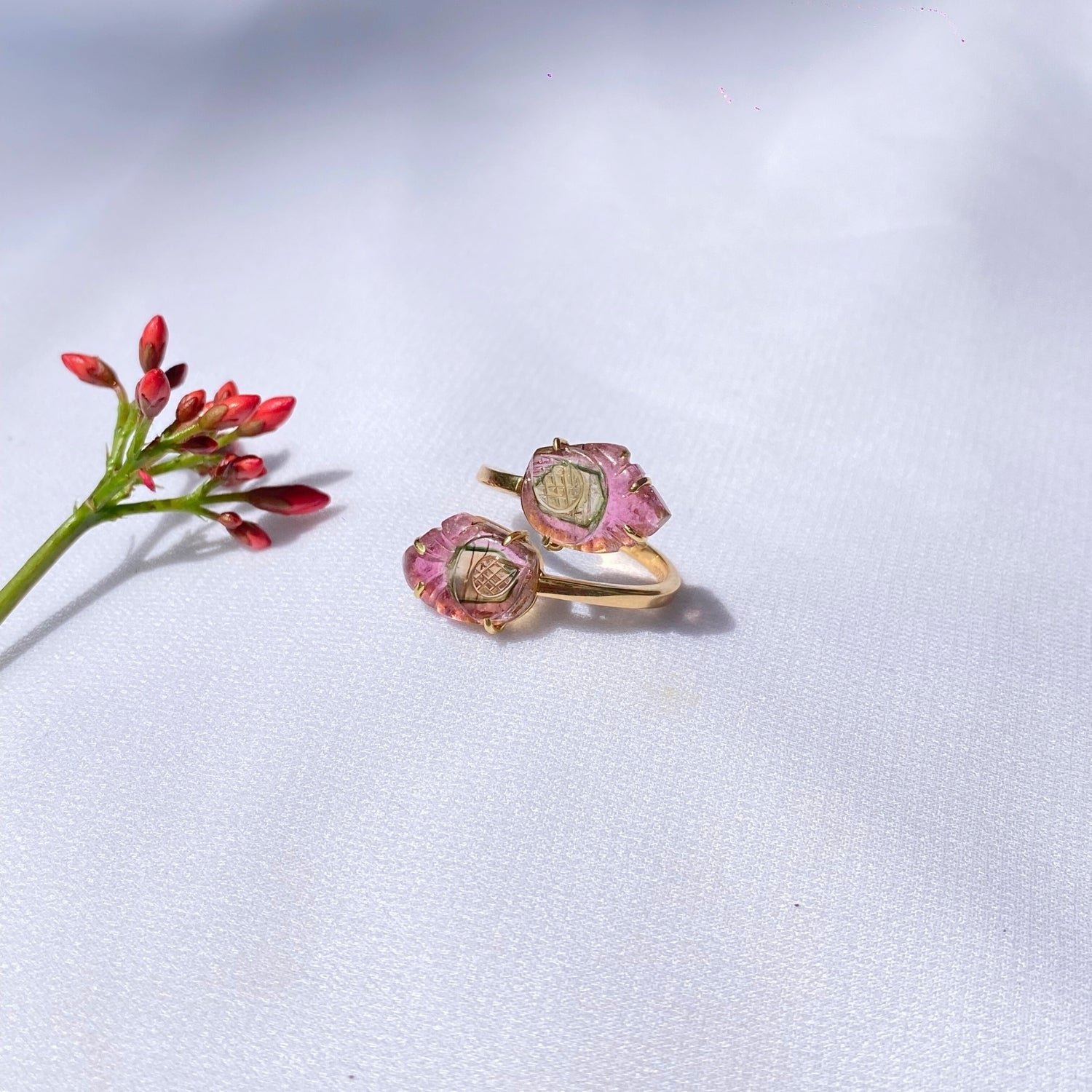 Watermelon Tourmaline 18K Gold Ring