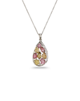 Tourmaline Teardrop 18K White Gold Pendant with Diamonds