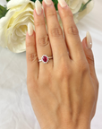 Ruby Diamond White Gold Cluster Ring