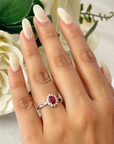 Ruby Diamond White Gold Cluster Ring