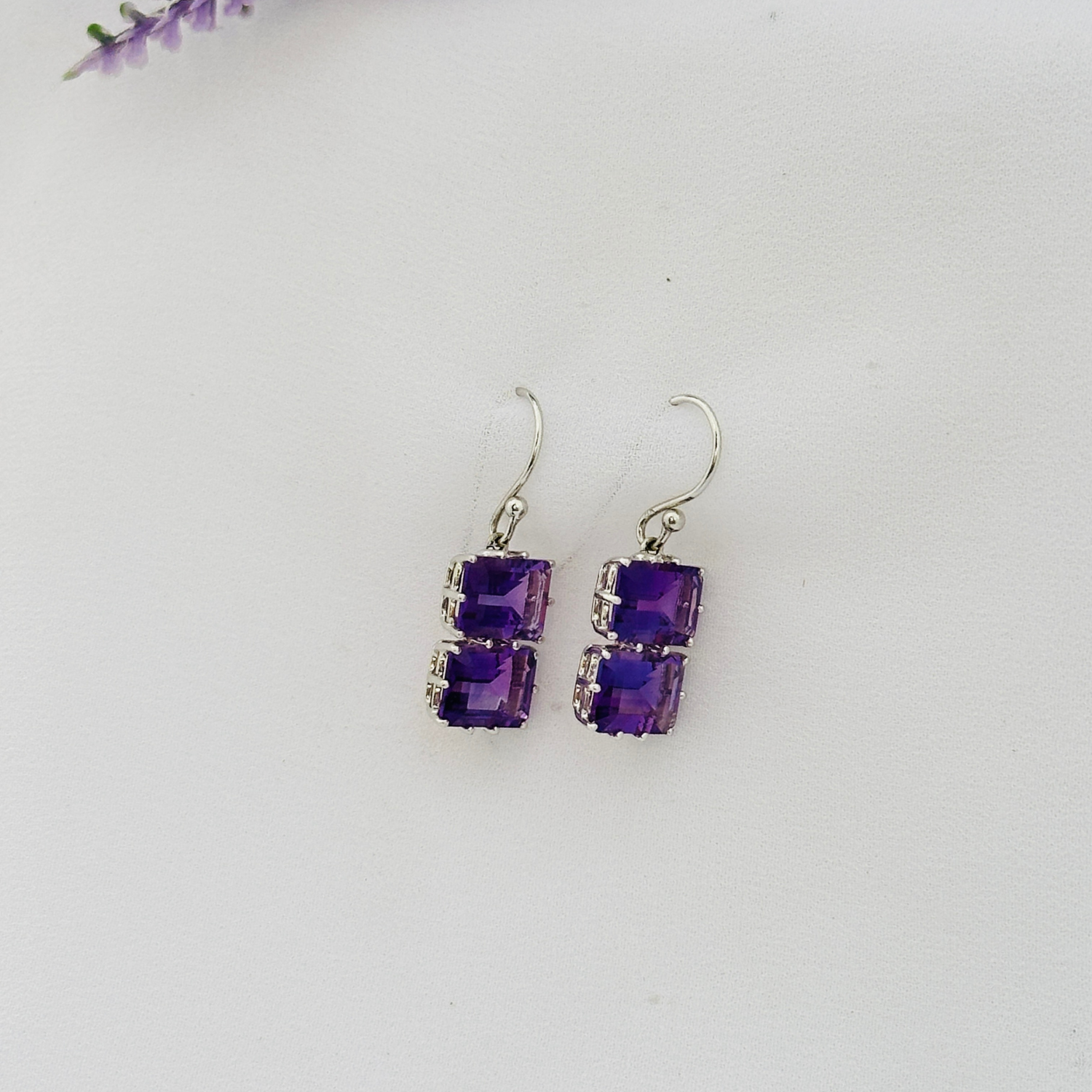Amethyst 18K White Gold Earrings