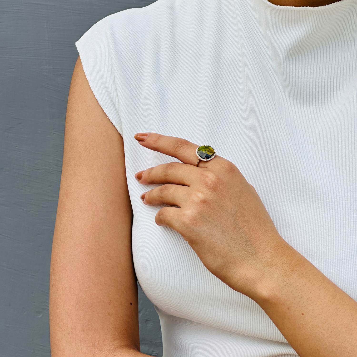 Tourmaline 18K Gold Ring with Diamonds