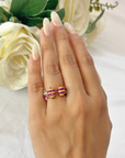 Anillo de diamantes y rubíes Art Déco contemporáneo