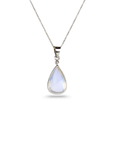 Rainbow Moonstone 18K White Gold Pendant with Diamond