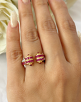 Anillo de diamantes y rubíes Art Déco contemporáneo