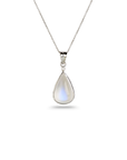 Rainbow Moonstone 18K White Gold Pendant with Diamond