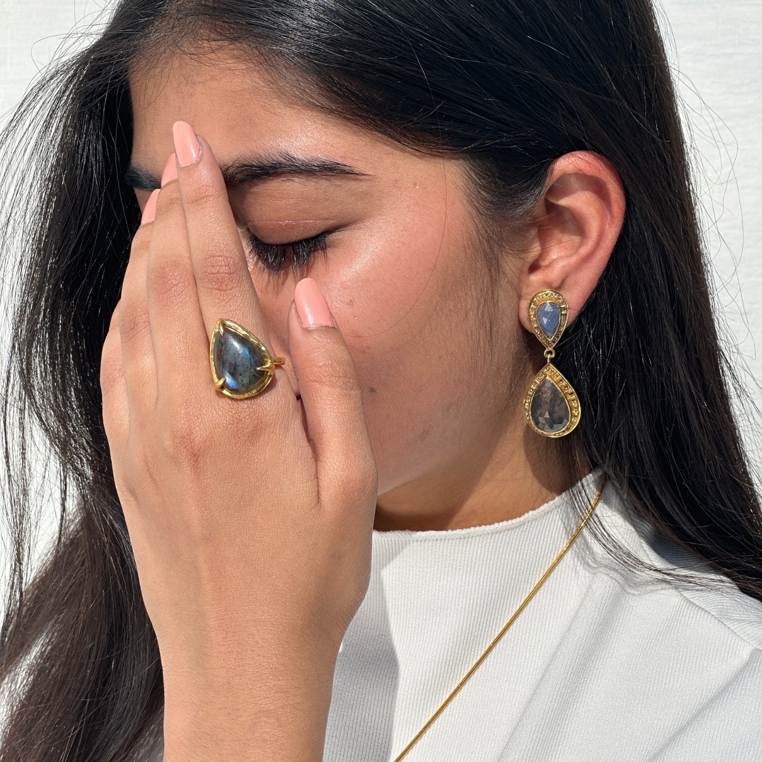 Lisa Labradorite 18K Gold Plated Silver Ring