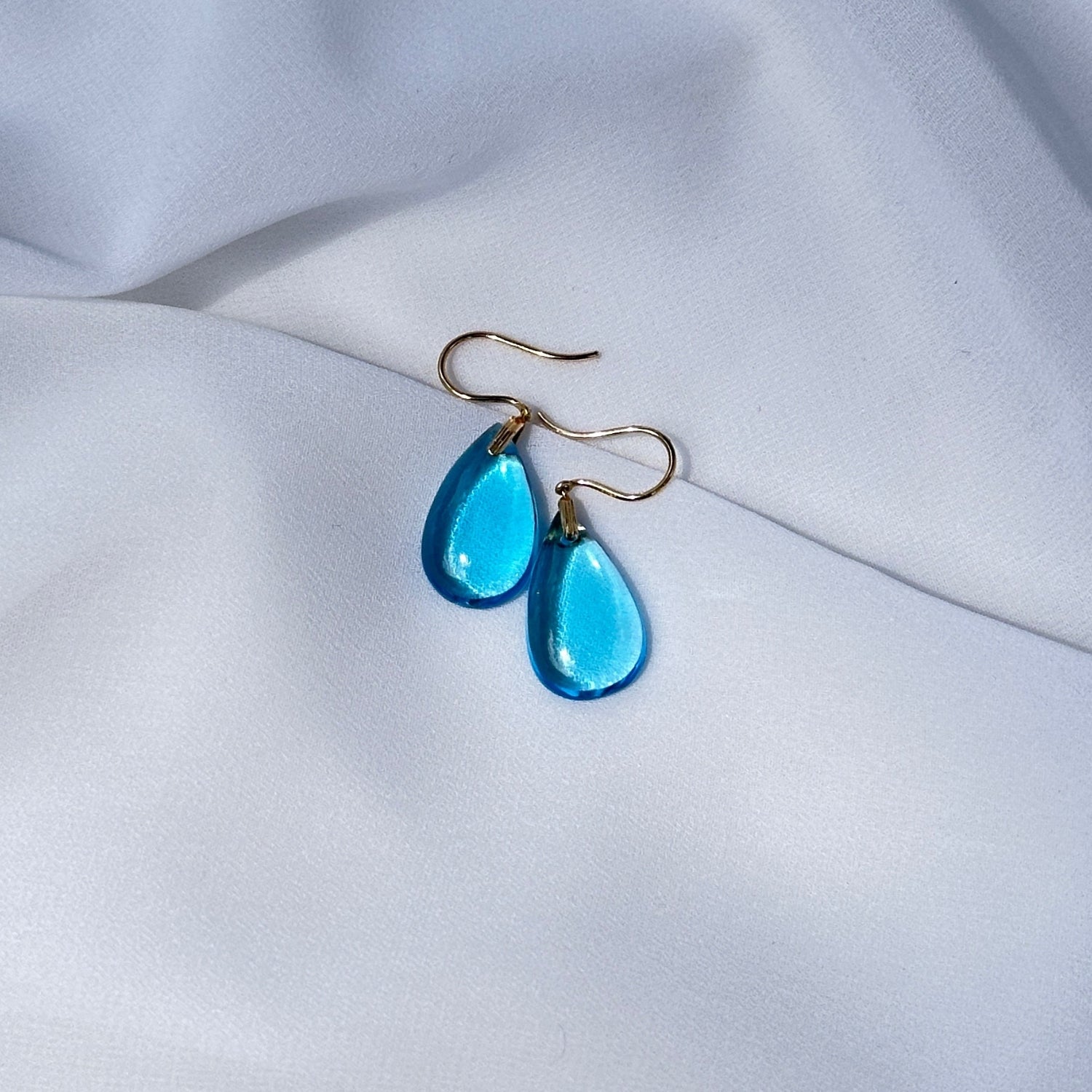 Blue Topaz Drop 18K Gold Earrings
