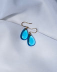 Blue Topaz Drop 18K Gold Earrings