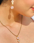 Blake Rose Quartz & Pearl 18K Gold Plated Silver 925 Love Earrings