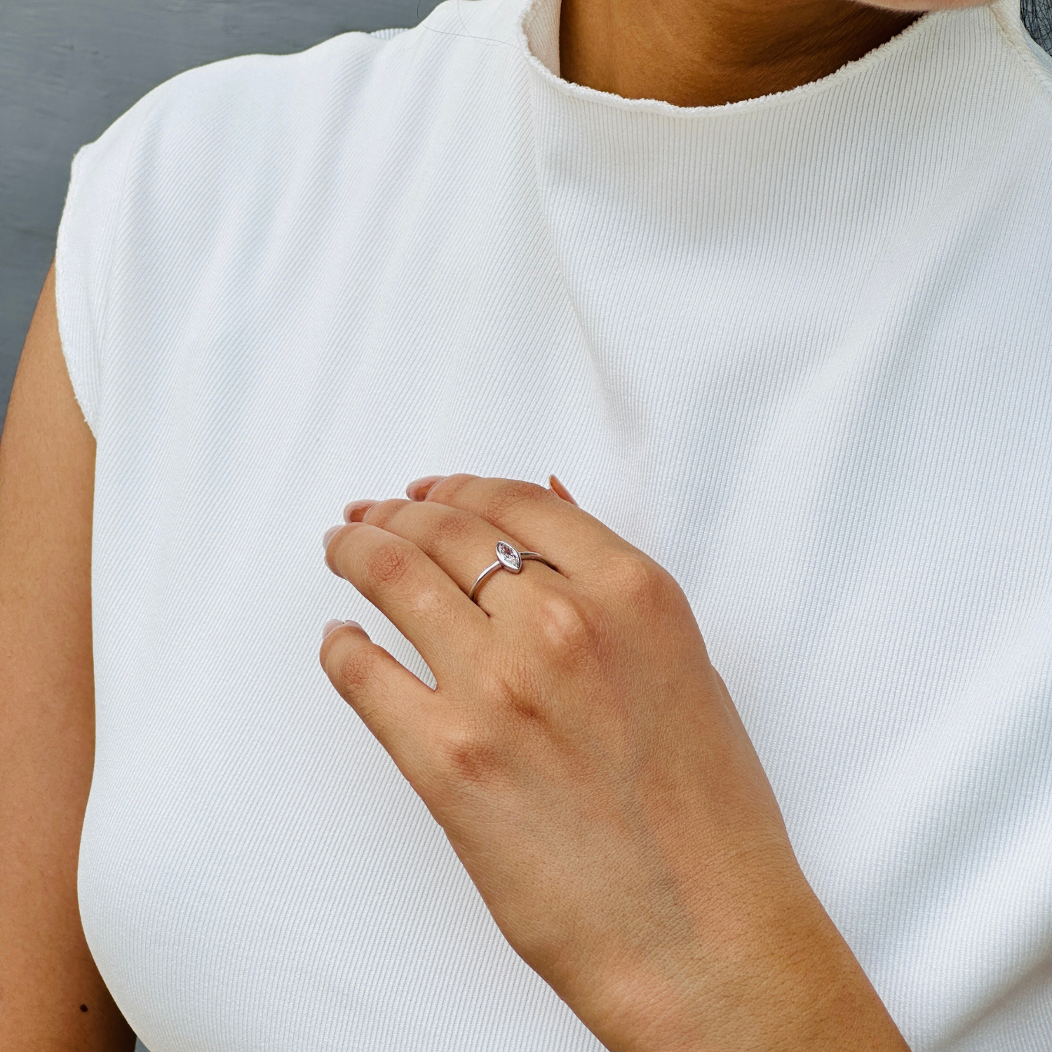 Marquise Diamond 18K White Gold Ring
