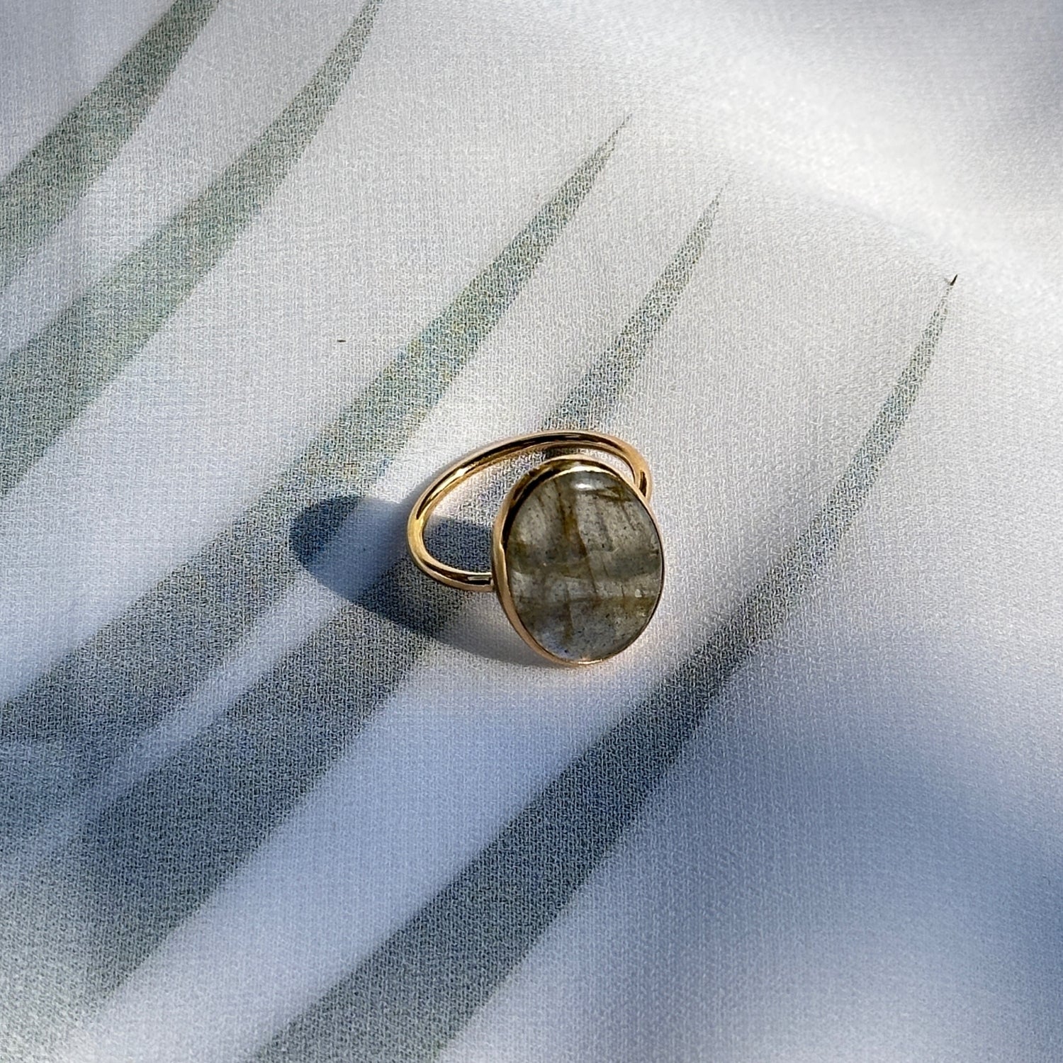 Labradorite Oval 18K Gold Ring