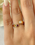 Anillo de diamantes y rubíes naturales de talla princesa