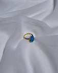 Blue Topaz Big Oval 18K Gold Ring