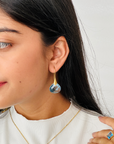 Blue Topaz Hanging 18K Gold Earrings