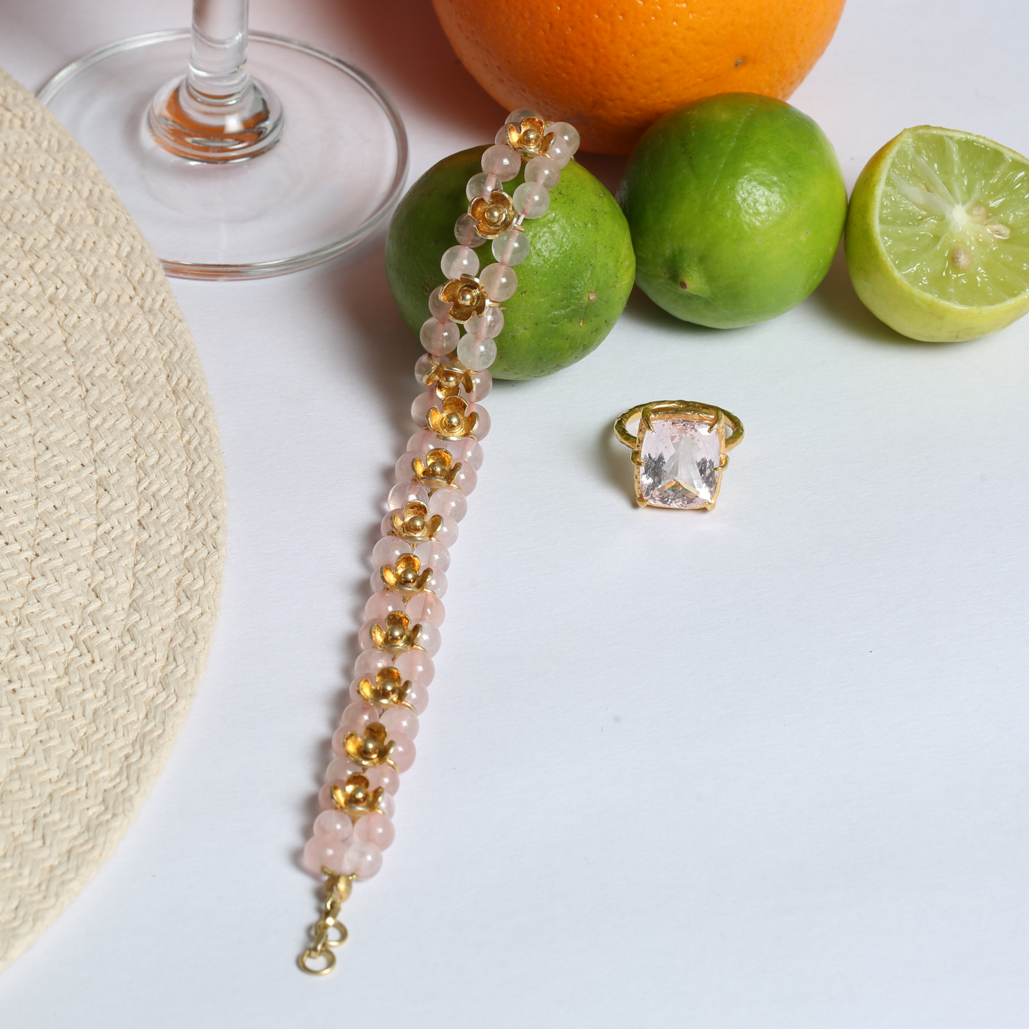 Tofu Morganite Gold Plated Silver Ring