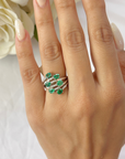 Anillo de diamantes esmeralda