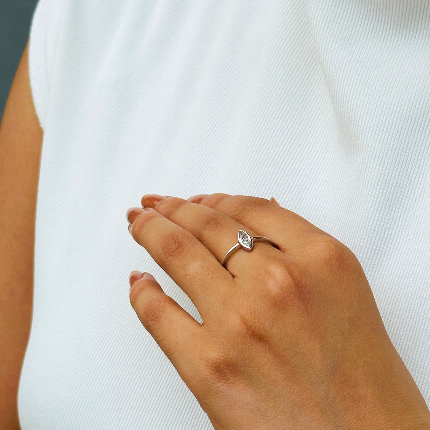 Marquise Diamond 18K White Gold Ring