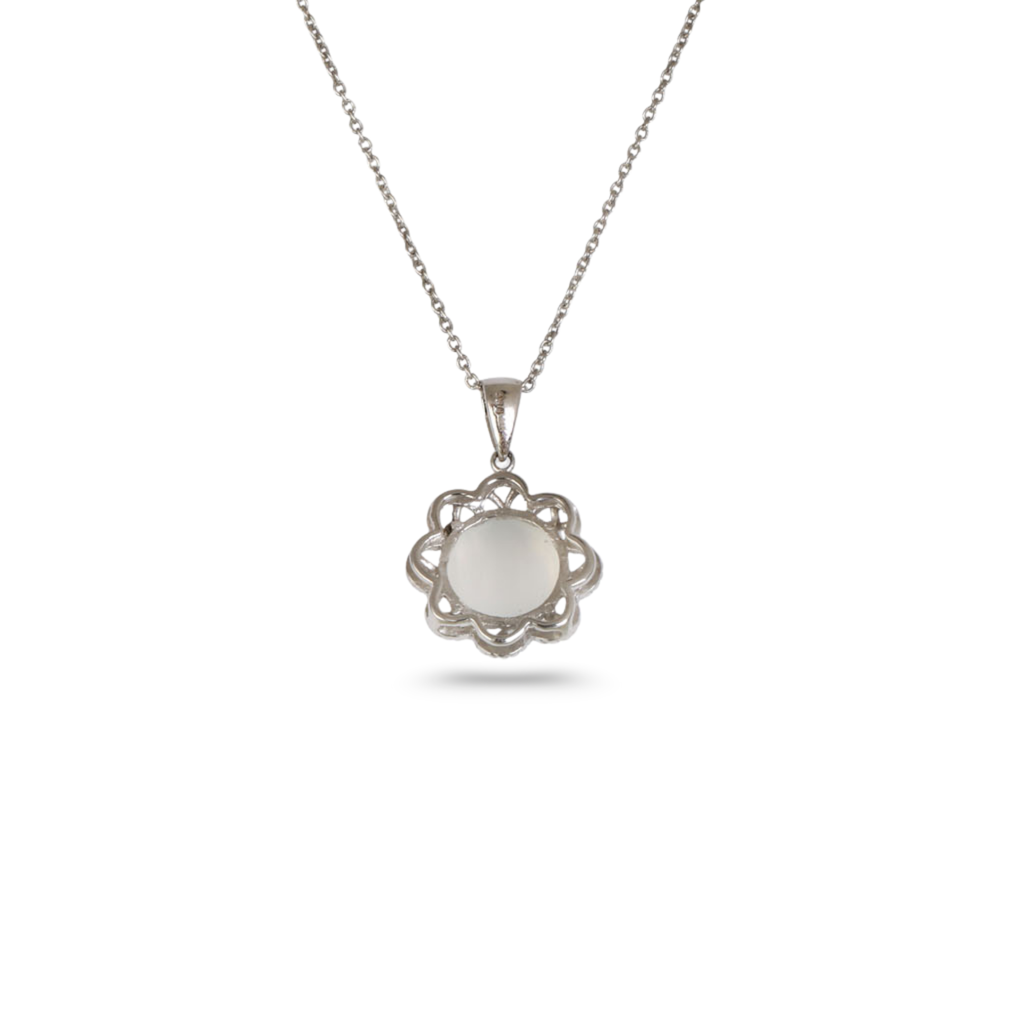 Moonstone Round 14K White Gold Pendant