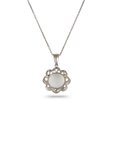 Moonstone Round 14K White Gold Pendant