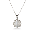 Moonstone Round 14K White Gold Pendant
