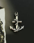 Anchor & Snake Silver 925 Men's Pendant