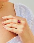 Aura Ruby Gold Plated Silver 925 Love Ring