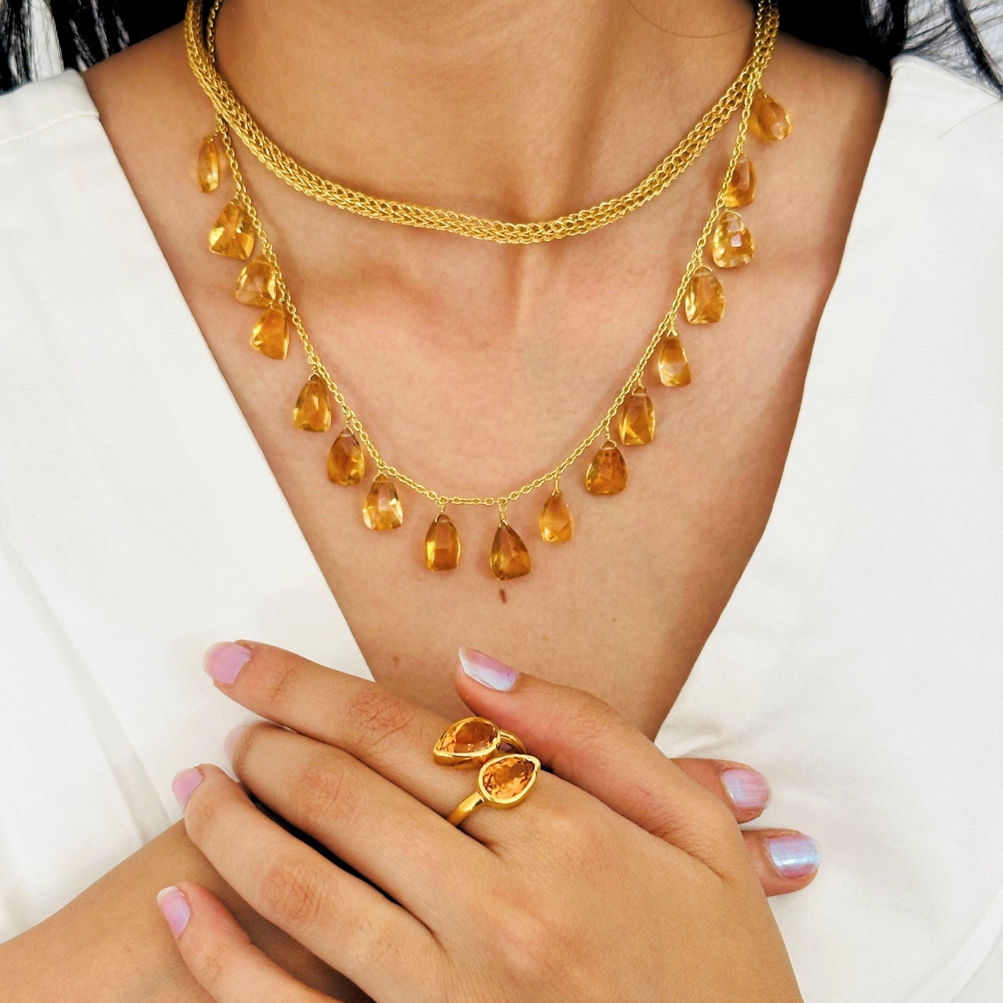 Cadace Citrine 18K Gold Plated Silver 925 Necklace