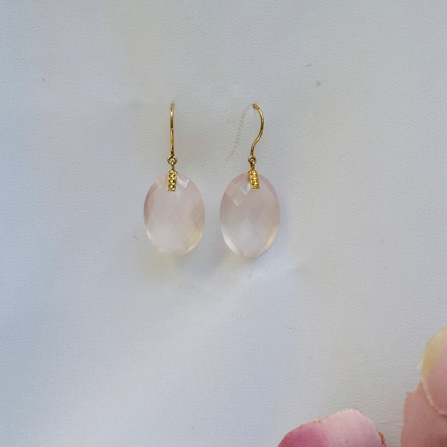 Rose Quartz 18K Gold Earrings