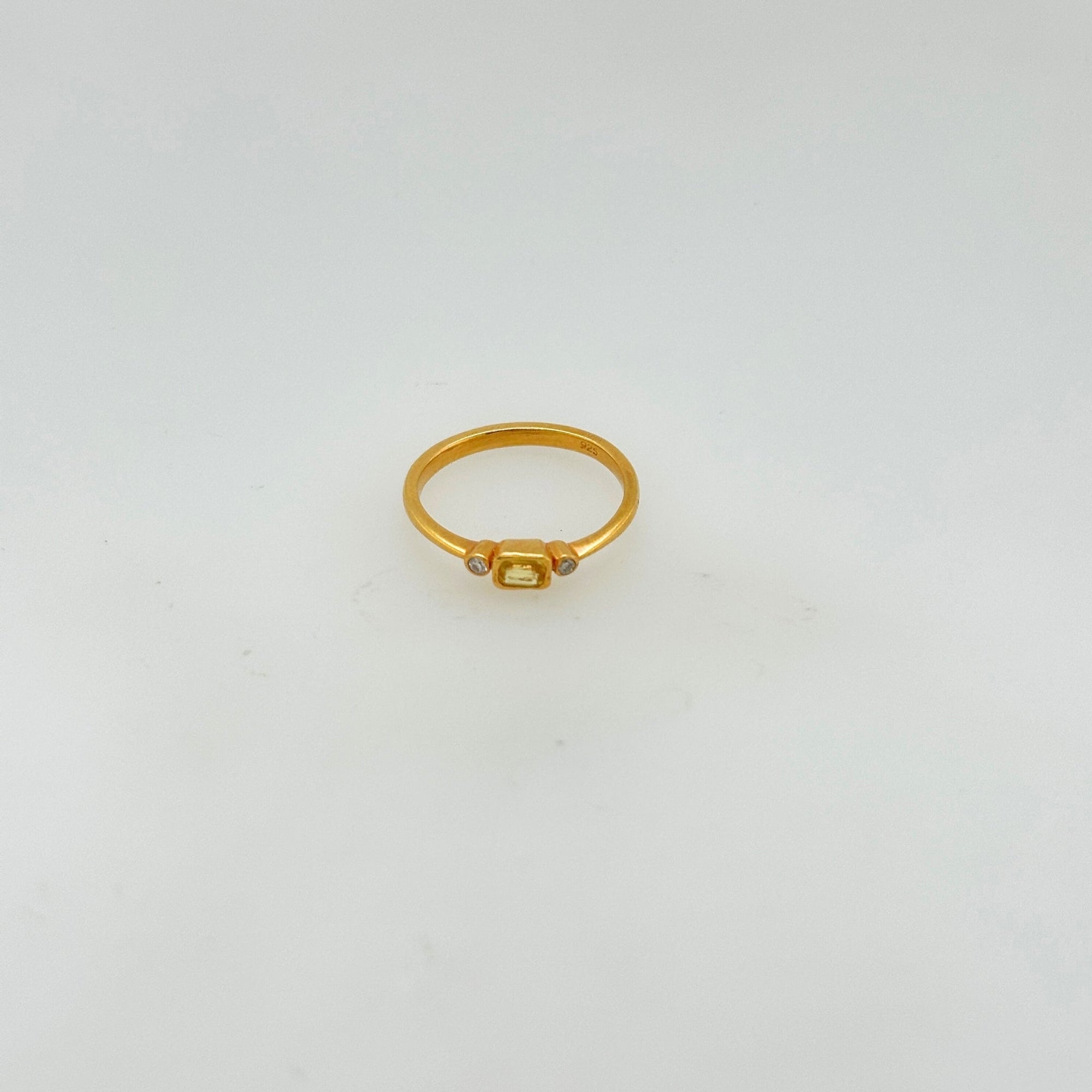Kooshy Yellow Sapphire and Diamond Gold Plated Silver 925 Ring