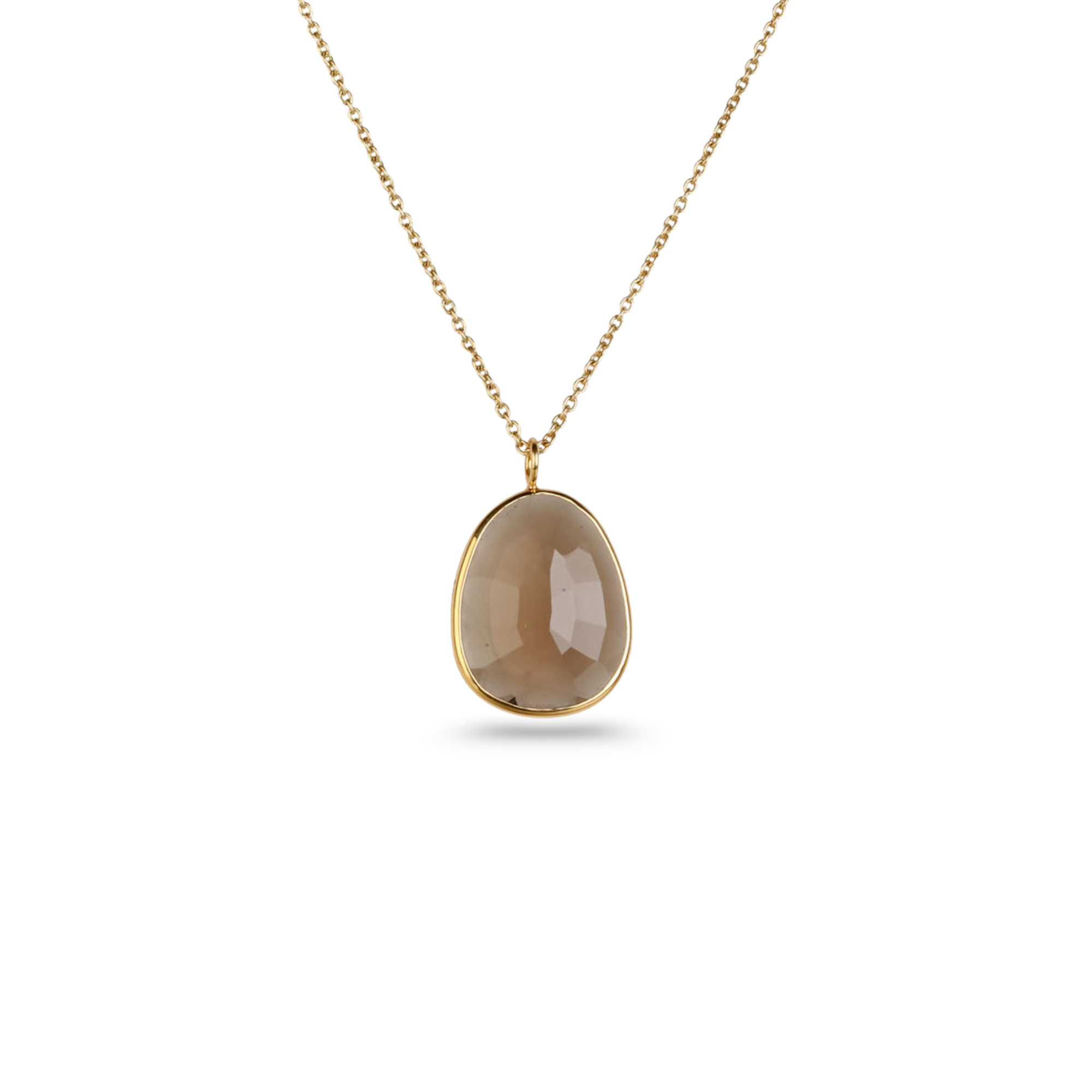 Smokey Quartz 18K Gold Pendant