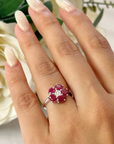 Flower Motif Ruby & Diamond Ring