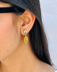 Roselia Blue Topaz & Citrine 18K Gold plated Silver 925 Earrings