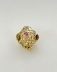 Zephyr Tourmaline and Diamond Gold Plated Silver Ring