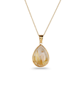 Rutile Quartz Oval 18K Gold Pendant
