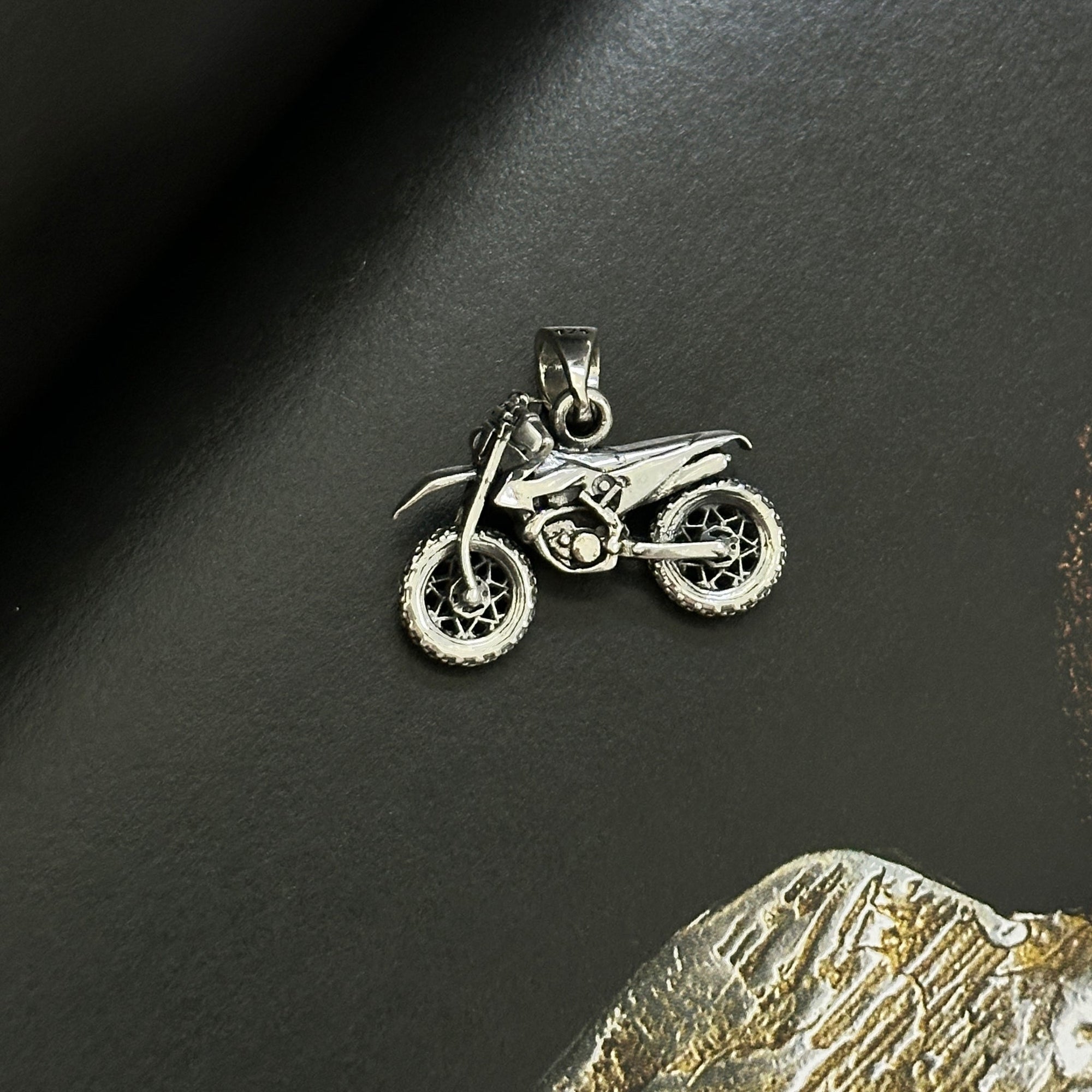 Motorcycle Silver 925 Men's Pendant