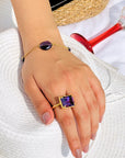 Peony Amethyst Gold Plated Silver 925 Love Ring